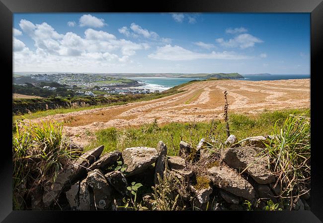 Fields Above Hayle Bay Framed Print by Jonathan Swetnam