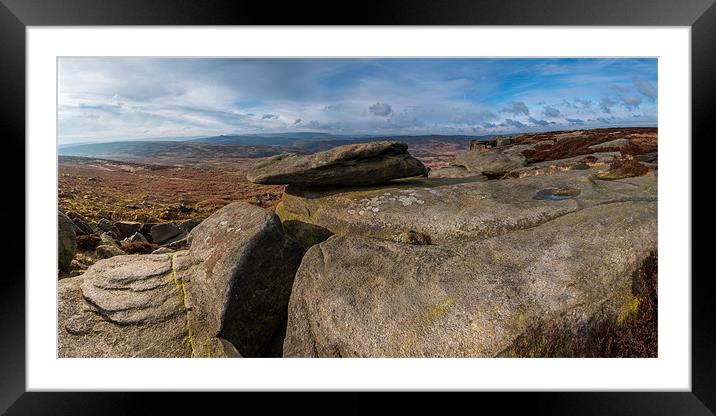 Stanage End Panorama Framed Mounted Print by Jonathan Swetnam