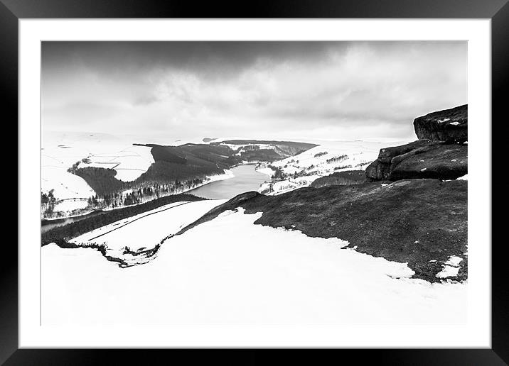 Whinstone Lee Tor Mono Framed Mounted Print by Jonathan Swetnam