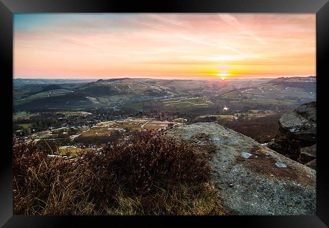 Curbar Edge Sunset Framed Print by Jonathan Swetnam