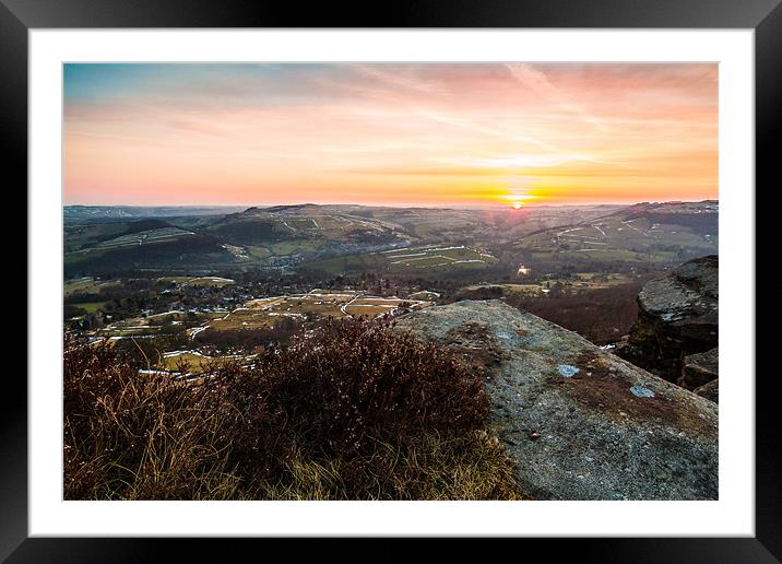 Curbar Edge Sunset Framed Mounted Print by Jonathan Swetnam