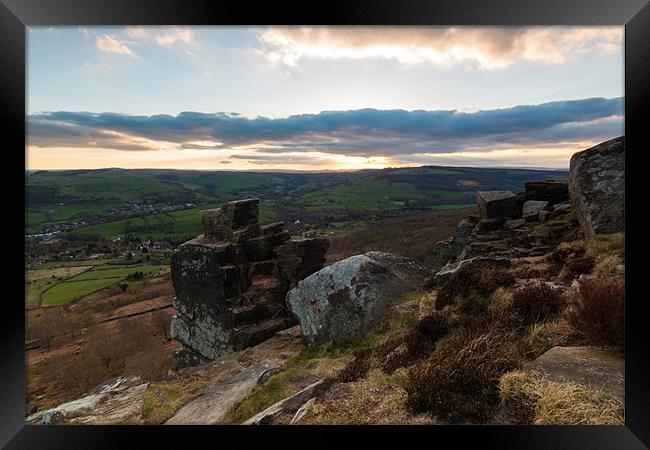 Derwent Valley and Curbar Edge at Sunset Framed Print by Jonathan Swetnam