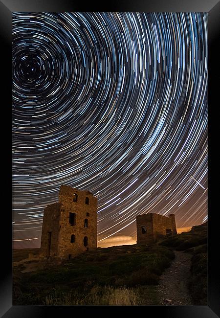 Perseids Over Wheal Coates Framed Print by Jonathan Swetnam