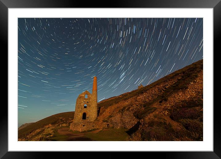 Star Trails Over Wheal Coates Framed Mounted Print by Jonathan Swetnam