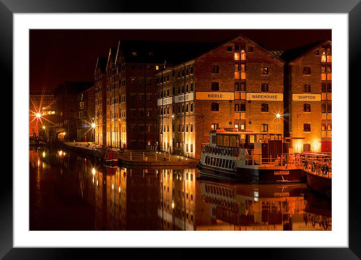 Gloucester Docks at Night Framed Mounted Print by Dave Smedley