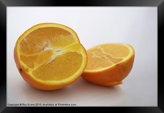Orange Sliced Framed Print by Roy Evans