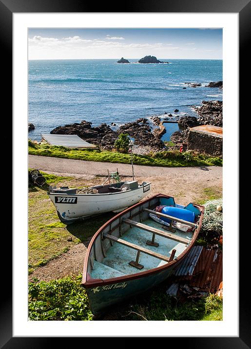 Boats at Cape Cornwall Framed Mounted Print by Judith Parkyn