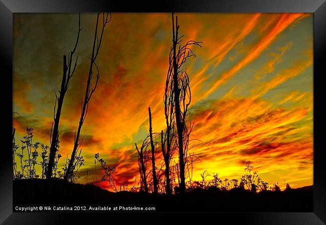 Sky Fire Sunrise Framed Print by Nik Catalina