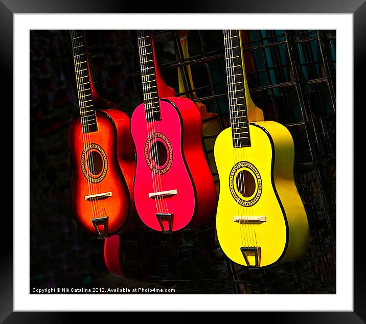 Guitar Trio Framed Mounted Print by Nik Catalina