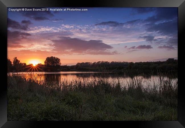 Horbury Lagoon Sunset Framed Print by Dave Evans
