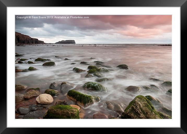 Saltwick Bay Framed Mounted Print by Dave Evans