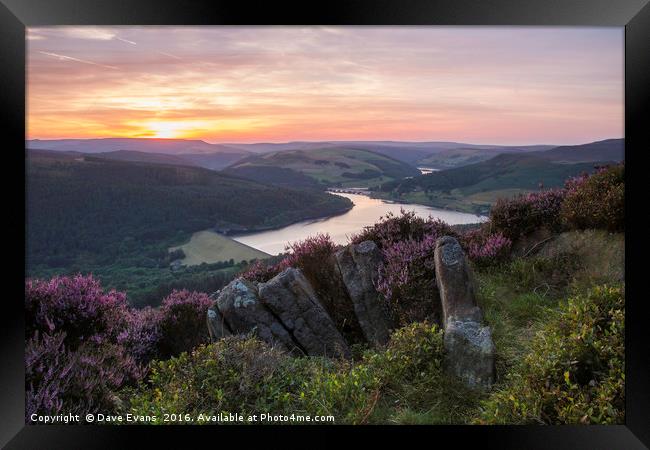 Bamford Edge Sunset Framed Print by Dave Evans