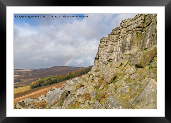 Stanage Edge Rainbow Framed Mounted Print by Dave Evans