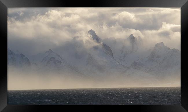 Norwegian Arctic hills at dusk Framed Print by Christopher Mullard