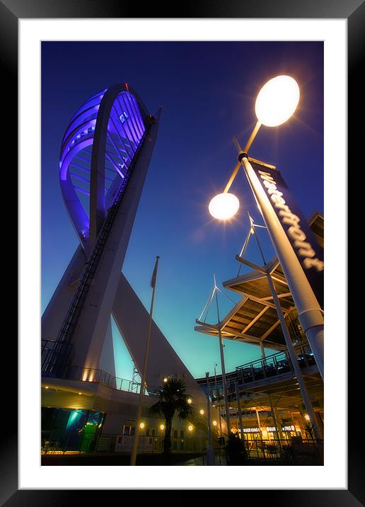 Portsmouths Spinnaker Tower Illuminated at dusk Framed Mounted Print by Ashley Chaplin