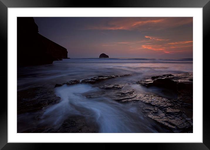 Trebarwith Strand sunset , Cornwall Framed Mounted Print by Ashley Chaplin