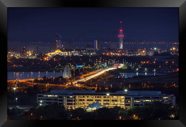 Portsmouth Night Skyline Framed Print by Ashley Chaplin