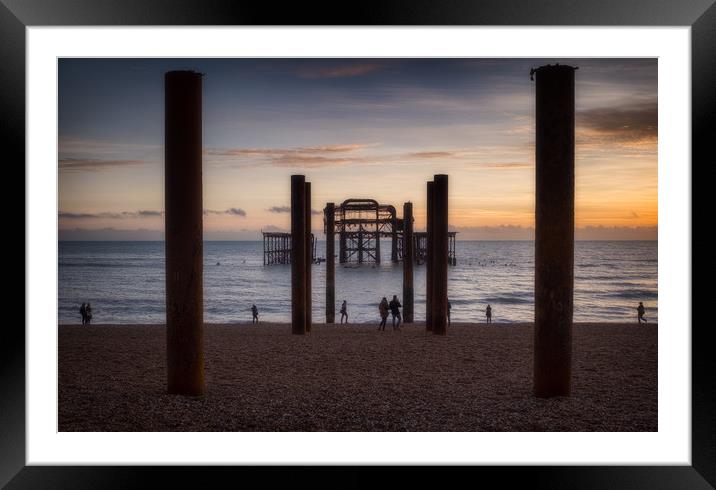 Brighton West Pier sunset Framed Mounted Print by Ashley Chaplin