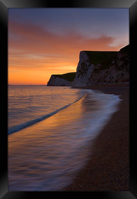 Durdle Door dusk wave 2 Framed Print by Ashley Chaplin