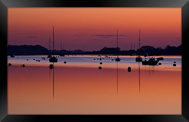 Sunset yachts, Bosham, West Sussex Framed Print by Ashley Chaplin