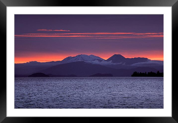 Lake Taupo Sunset Framed Mounted Print by Ashley Chaplin