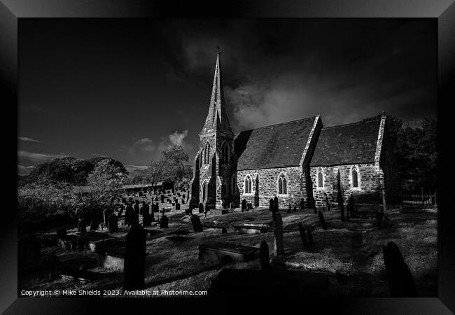 Heavenly Spotlight: A Church Illuminated Framed Print by Mike Shields