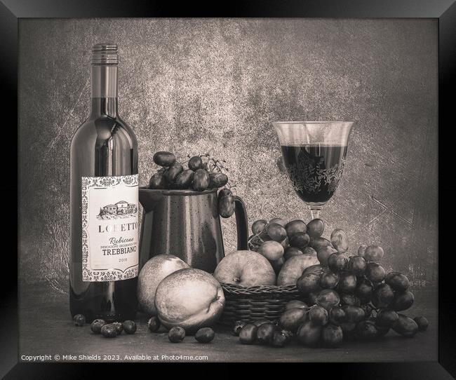 Indulgence Personified: Wine and Fruit Feast Framed Print by Mike Shields