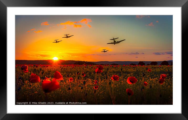 Flight Tribute over Poppy Meadows Framed Mounted Print by Mike Shields