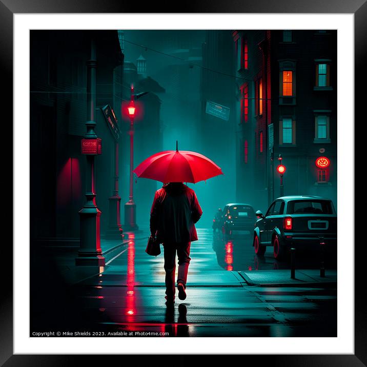 The Scarlet Guard in Rainy Metropolis Framed Mounted Print by Mike Shields