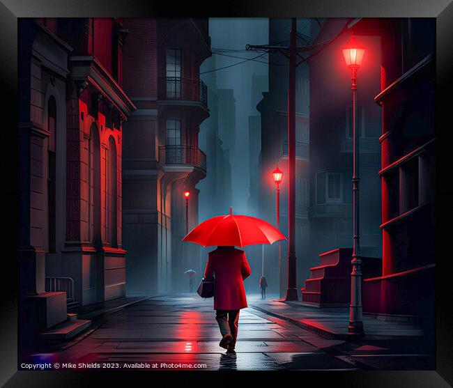 Crimson Cloak Nighttime Wanderer Framed Print by Mike Shields