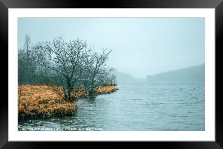 A misty Llyn Gwynant in Snowdonia Framed Mounted Print by Mike Shields