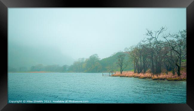A ghostly mist envelopes a Lake in Snowdonia Framed Print by Mike Shields