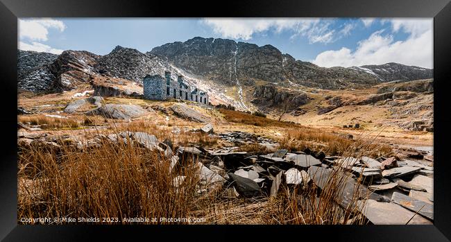 Abandoned Miners Cottages in North Wales. Framed Print by Mike Shields