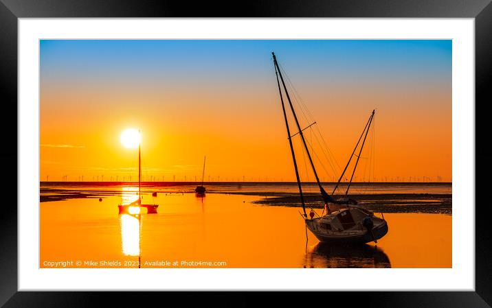 Stranded in the Shallows at Sunset Framed Mounted Print by Mike Shields
