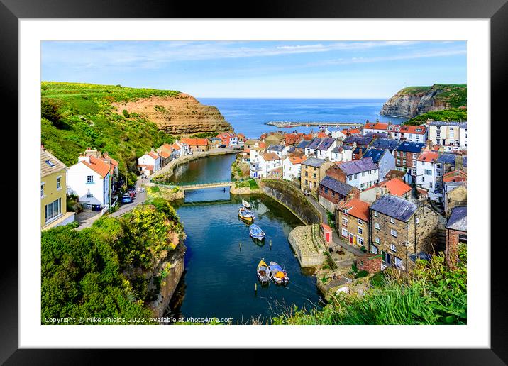 Staithes Fishing village Framed Mounted Print by Mike Shields