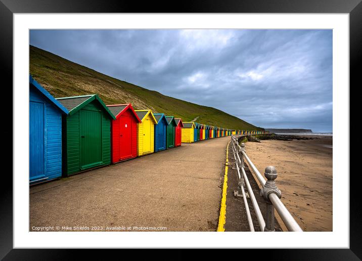 Whitby Beach Huts Framed Mounted Print by Mike Shields