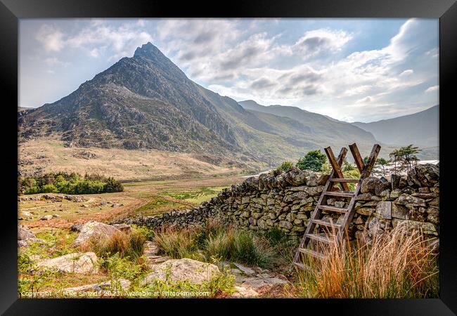 Over the Wall to Tryfan  Framed Print by Mike Shields