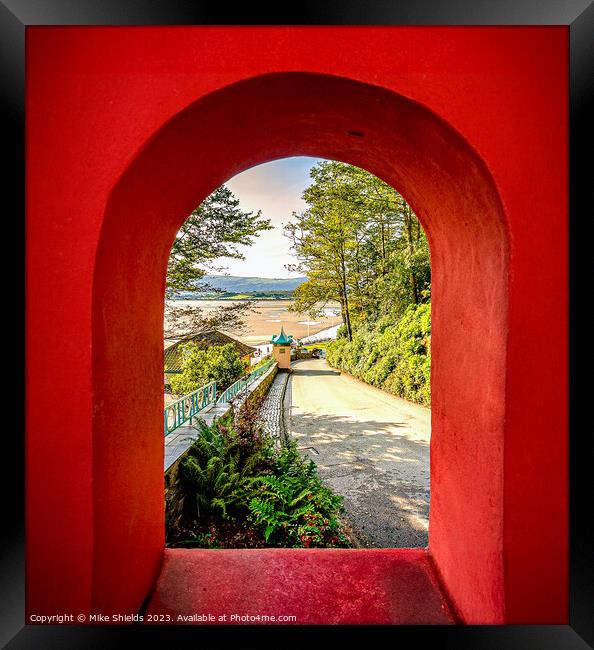 View Through the Red Arch Framed Print by Mike Shields