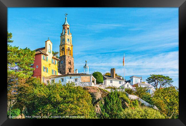 Portmeirion Clock Tower Framed Print by Mike Shields
