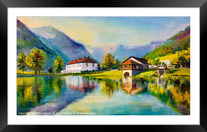 Lakeside Villa Reflections Framed Mounted Print by Mike Shields