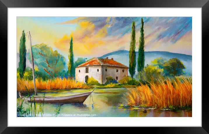 Villa in the Cypress Trees Framed Mounted Print by Mike Shields