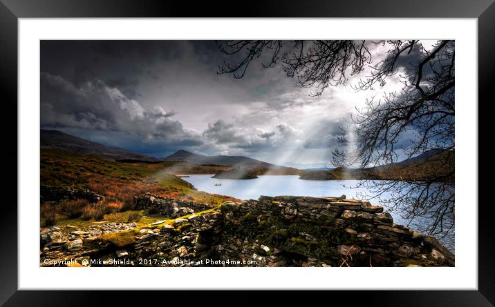 Sunlight Symphony at Llyn Dywarchen Framed Mounted Print by Mike Shields
