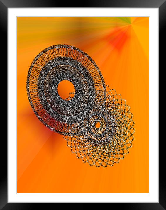 Spirals on Orange Ray Background Framed Mounted Print by philip clarke