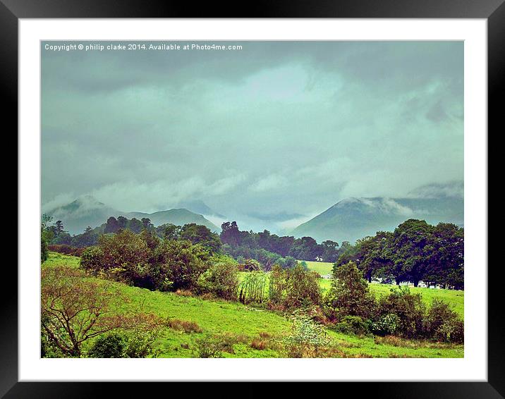  Distant Lakeland Mountains Framed Mounted Print by philip clarke