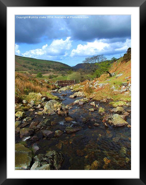  Welsh Mountain Stream under Cloudy Sky Framed Mounted Print by philip clarke