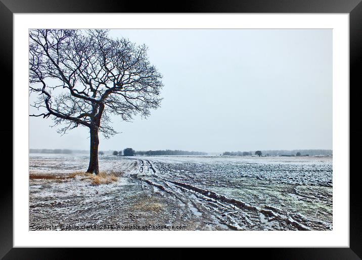 Winter Snow on  Farmland Framed Mounted Print by philip clarke