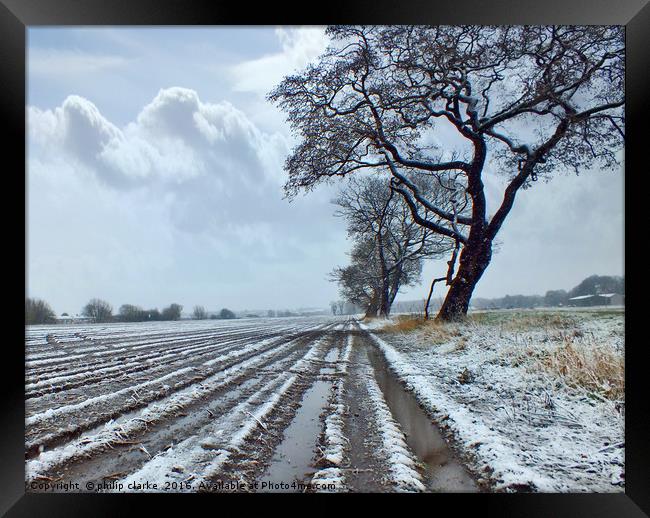 Winter Snow covered  Farmland Framed Print by philip clarke