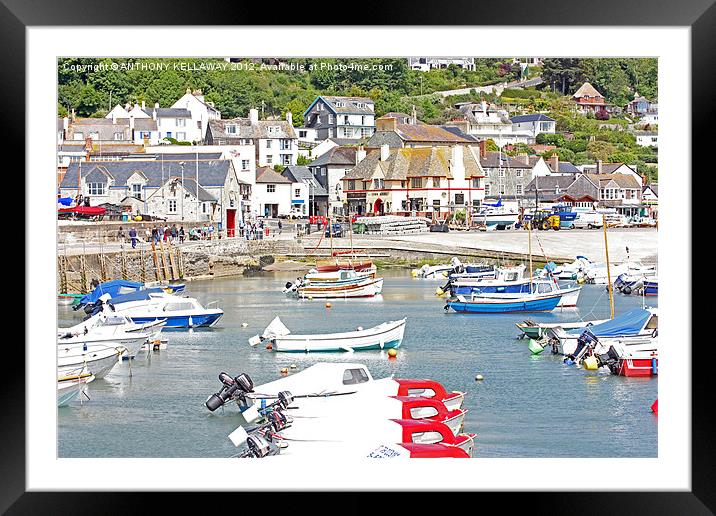 LYME REGIS HARBOUR FROM THE COBB Framed Mounted Print by Anthony Kellaway