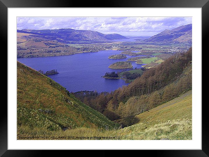 DERWENT WATER KESWICK Framed Mounted Print by Anthony Kellaway