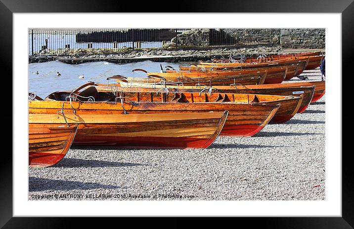 ROWING BOATS ON DERWENT WATER Framed Mounted Print by Anthony Kellaway